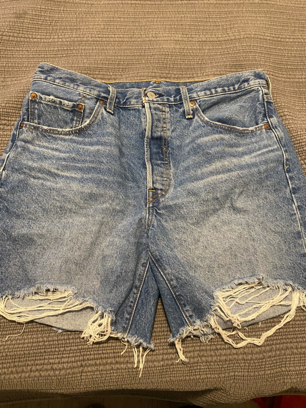 Levi's Light Blue Distressed Denim Cutoff Shorts